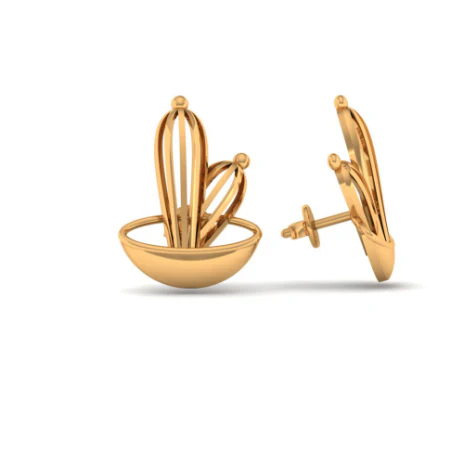 14KT (585) Yellow Gold Stud Earrings For Women - Image 4