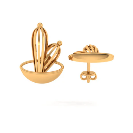 14KT (585) Yellow Gold Stud Earrings For Women - Image 5