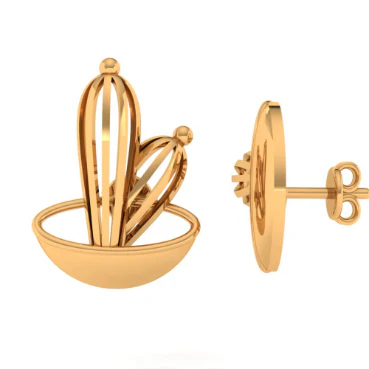 14KT (585) Yellow Gold Stud Earrings For Women - Image 6