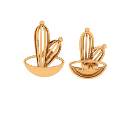 14KT (585) Yellow Gold Stud Earrings For Women - Image 7