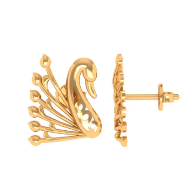 14KT (585) Yellow Gold Stud Earrings For Women - Image 6