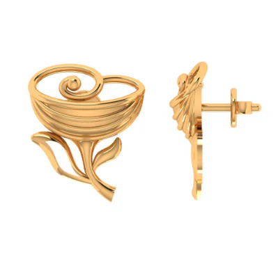 14KT (585) Yellow Gold Stud Earrings For Women - Image 3