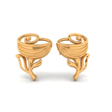 14KT (585) Yellow Gold Stud Earrings For Women - Image 4