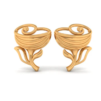 14KT (585) Yellow Gold Stud Earrings For Women - Image 5