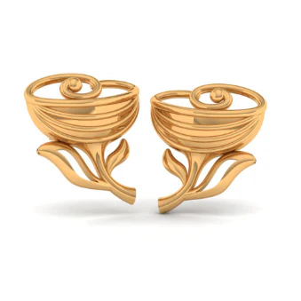 14KT (585) Yellow Gold Stud Earrings For Women - Image 6