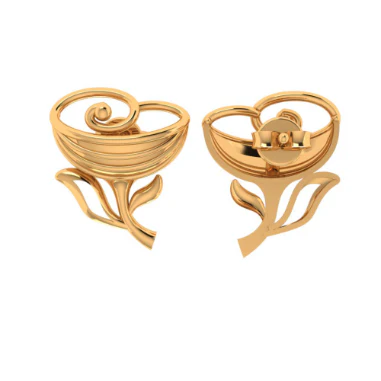 14KT (585) Yellow Gold Stud Earrings For Women - Image 7