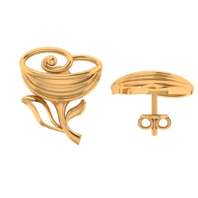14KT (585) Yellow Gold Stud Earrings For Women - Image 8