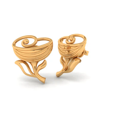 14KT (585) Yellow Gold Stud Earrings For Women - Image 9