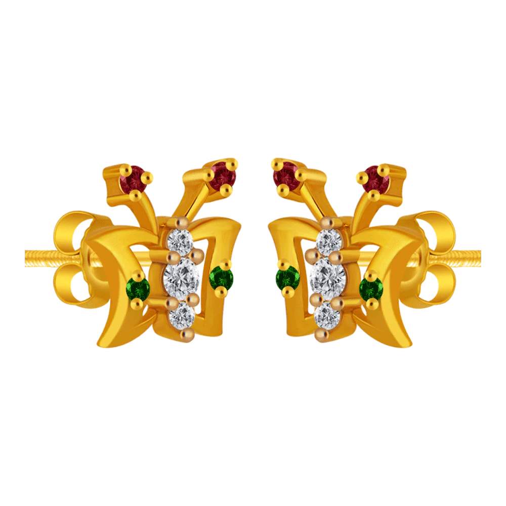 14KT (585) Yellow Gold Stud Earrings For Women - Image 2