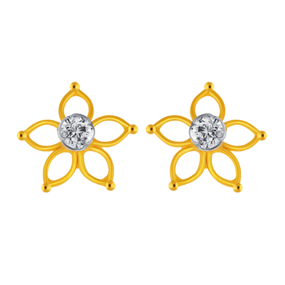 14KT (585) Yellow Gold Stud Earrings For Women