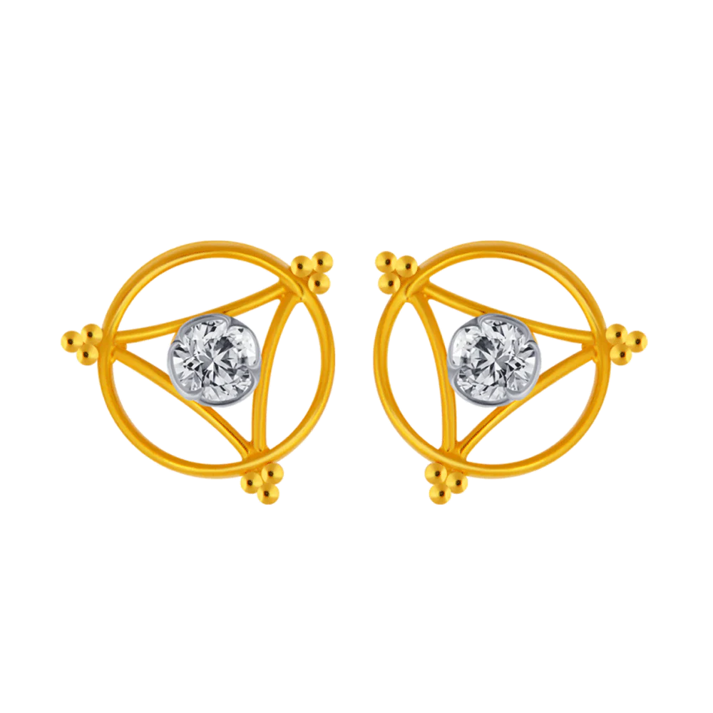 14KT (585) Yellow Gold Stud Earrings For Women