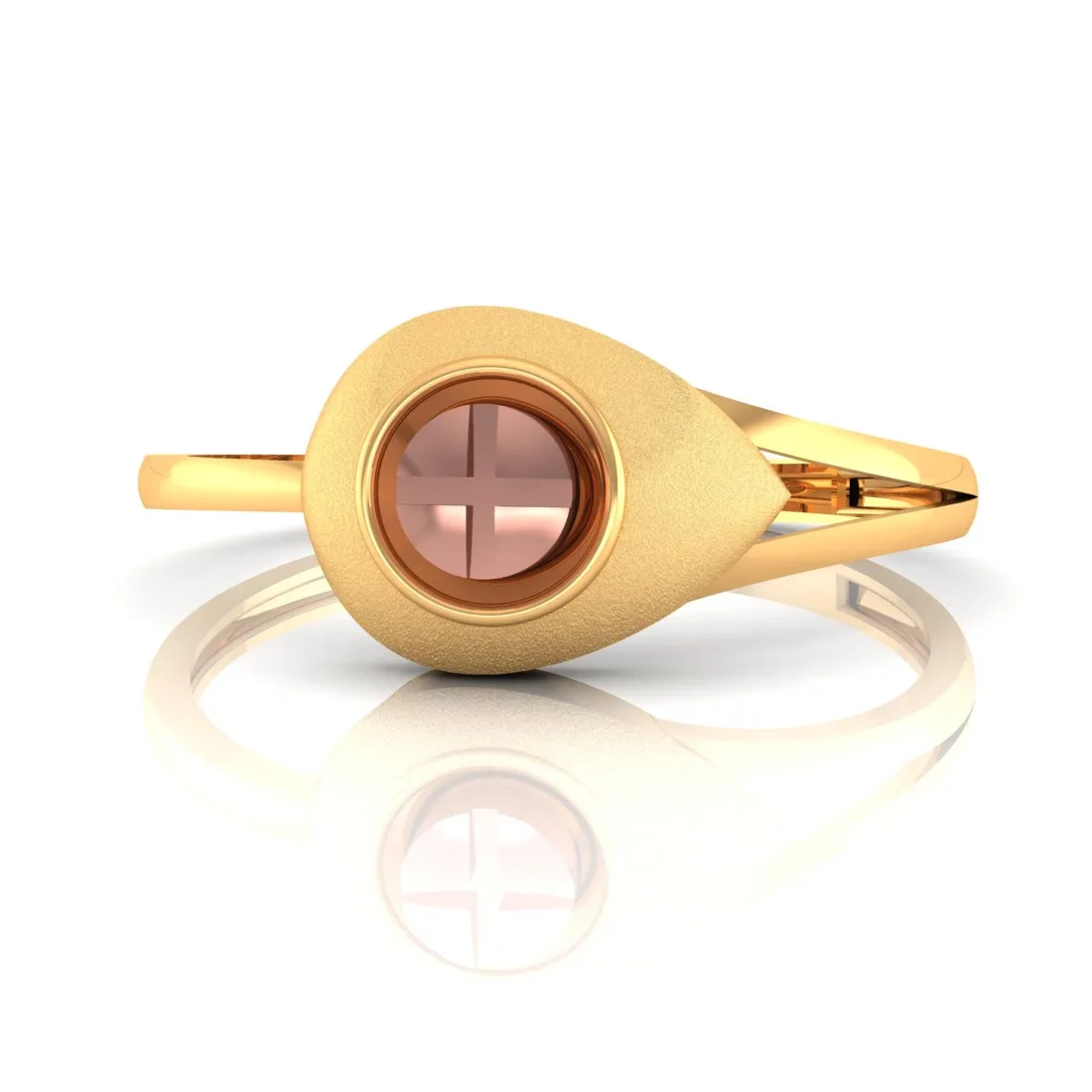 14KT (585) Yellow Gold Tear Drop Ring For Women & Girls - Image 3