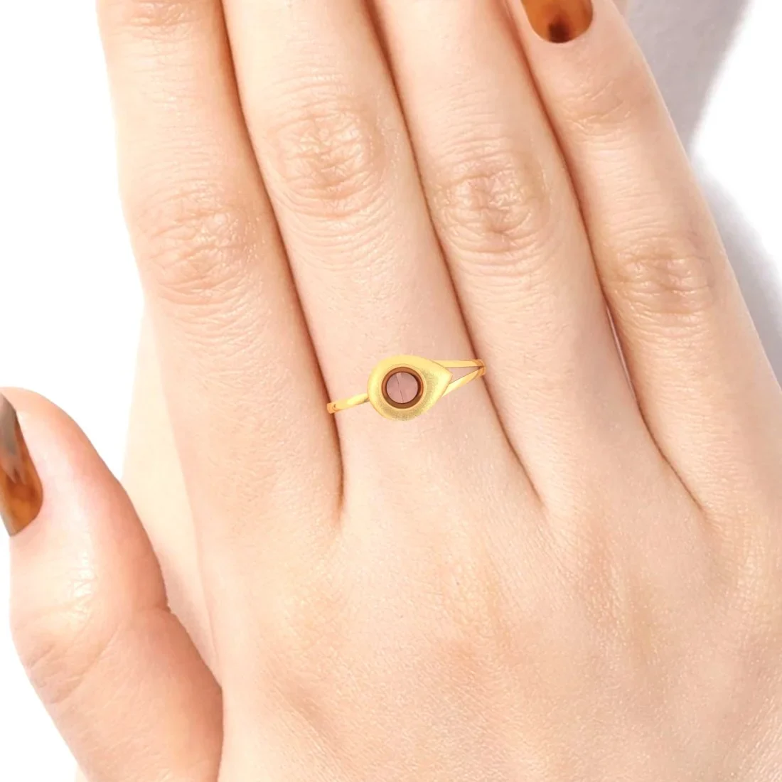 14KT (585) Yellow Gold Tear Drop Ring For Women & Girls - Image 5