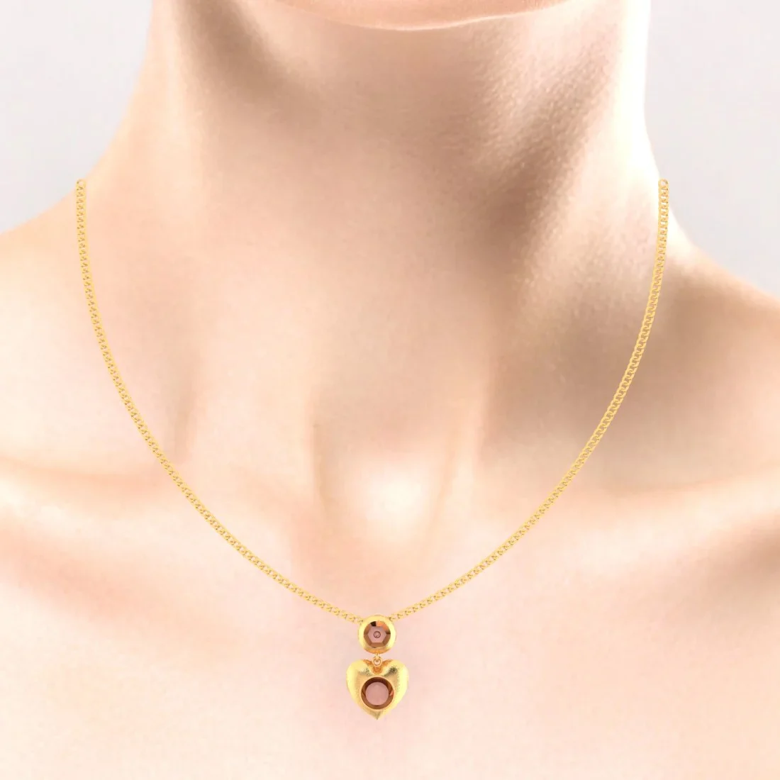 14KT (585) Yellow Gold With Heart and Circle Design Pendant (Without Chain) - Image 6