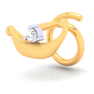 14KT Boat Shaped Stud Gold Nosepin With A Diamond From Online Exclusive Collection - Image 4
