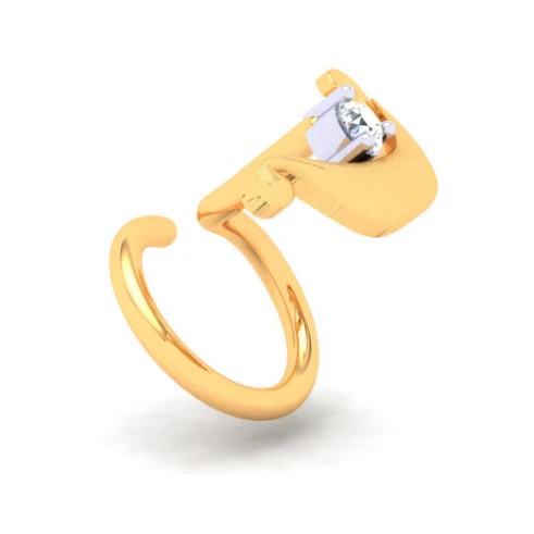 14KT Boat Shaped Stud Gold Nosepin With A Diamond From Online Exclusive Collection - Image 5