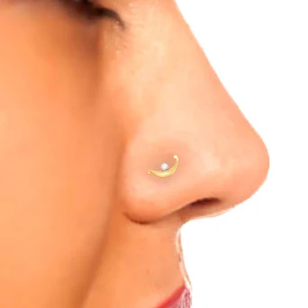 14KT Boat Shaped Stud Gold Nosepin With A Diamond From Online Exclusive Collection - Image 6