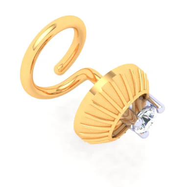 14KT Circle Shaped Gold Nosepin With A Diamond From Online Exclusive Collection - Image 2
