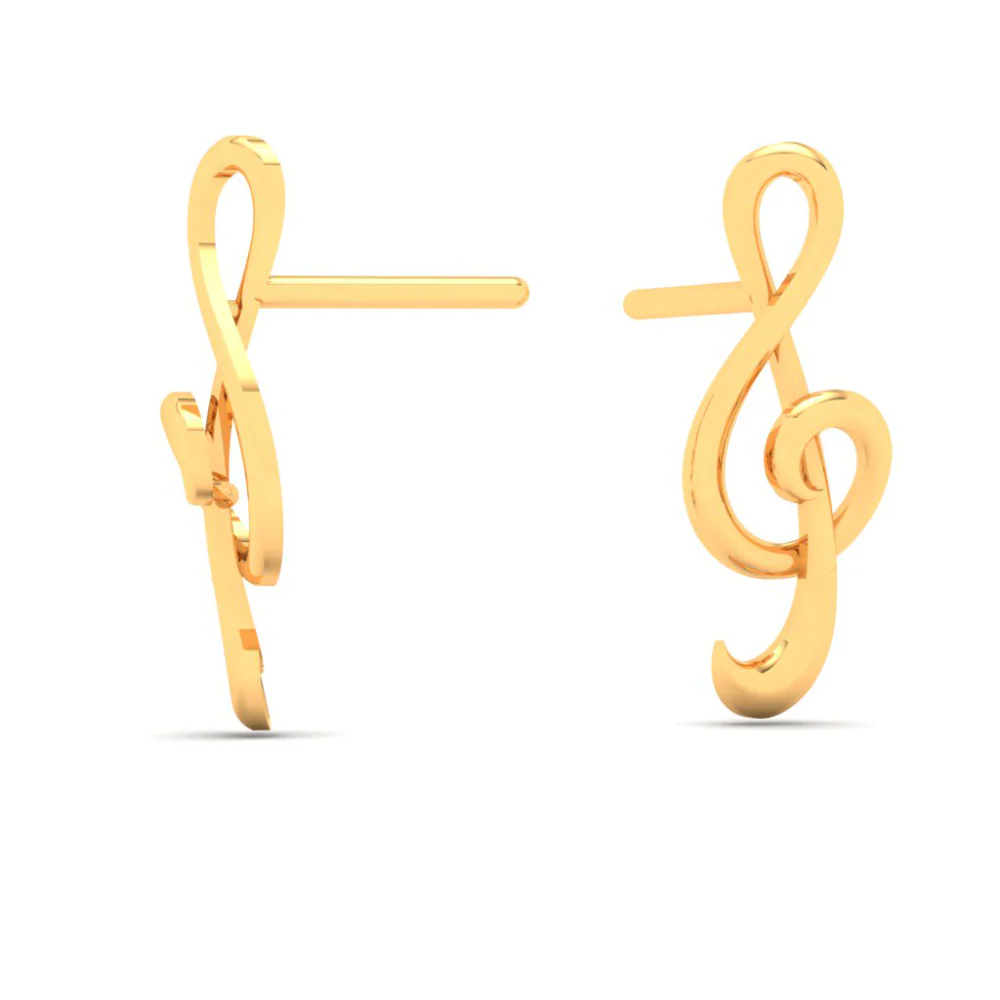 14KT Cross Stitch Musical Note Shaped Gold Earrings From Online Exclusive - Image 6