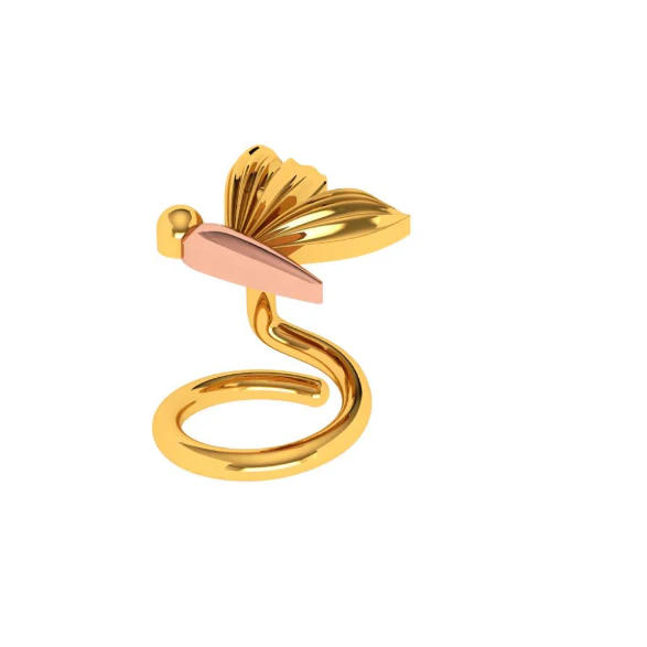 14KT Cute & Adorable Gold Nose Ring With Modern Design - Image 5
