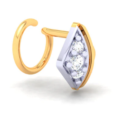 14KT Diamond Shape With Three Yellow Stones Gold Nosepin From Online Exclusive - Image 2