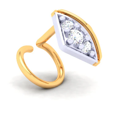 14KT Diamond Shape With Three Yellow Stones Gold Nosepin From Online Exclusive - Image 3