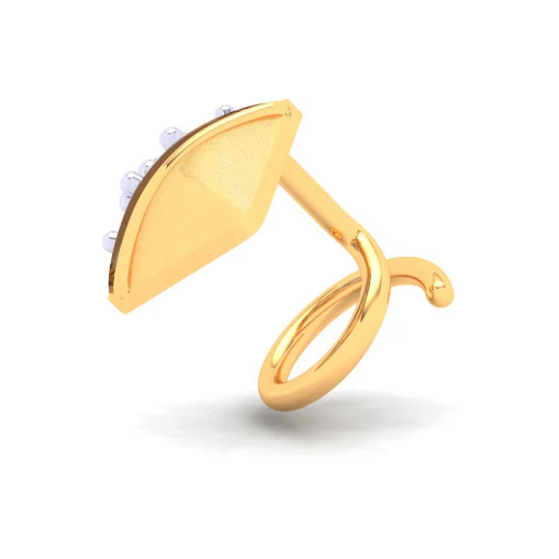 14KT Diamond Shape With Three Yellow Stones Gold Nosepin From Online Exclusive - Image 5