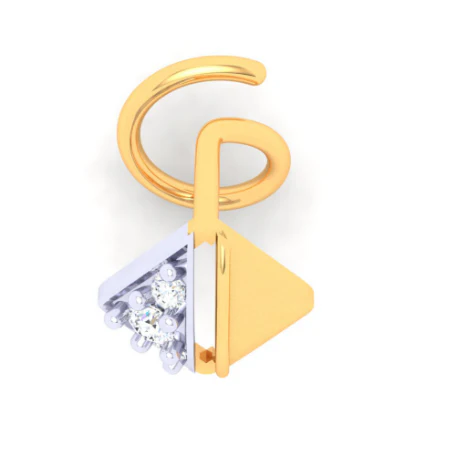 14KT Diamond Shape With Three Yellow Stones Gold Nosepin From Online Exclusive - Image 6