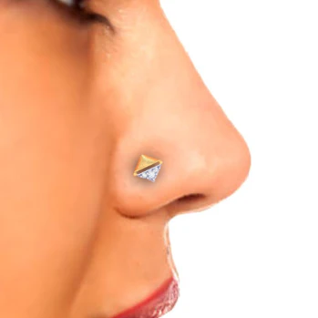 14KT Diamond Shape With Three Yellow Stones Gold Nosepin From Online Exclusive - Image 7