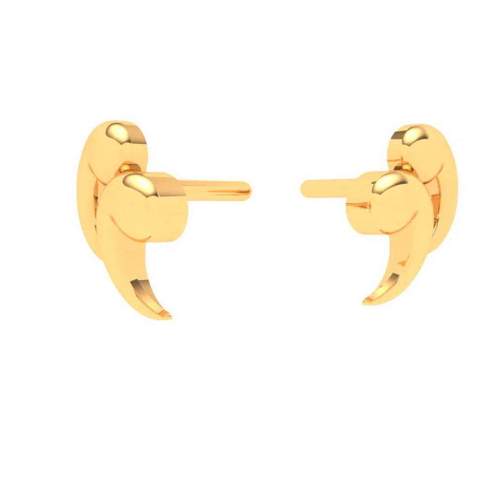 14KT Double Quotation Shaped Gold Stud Earrings From Amazea Collection - Image 3