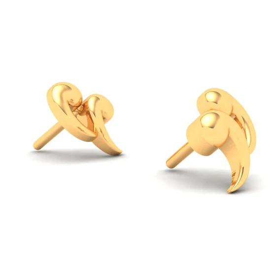 14KT Double Quotation Shaped Gold Stud Earrings From Amazea Collection - Image 4