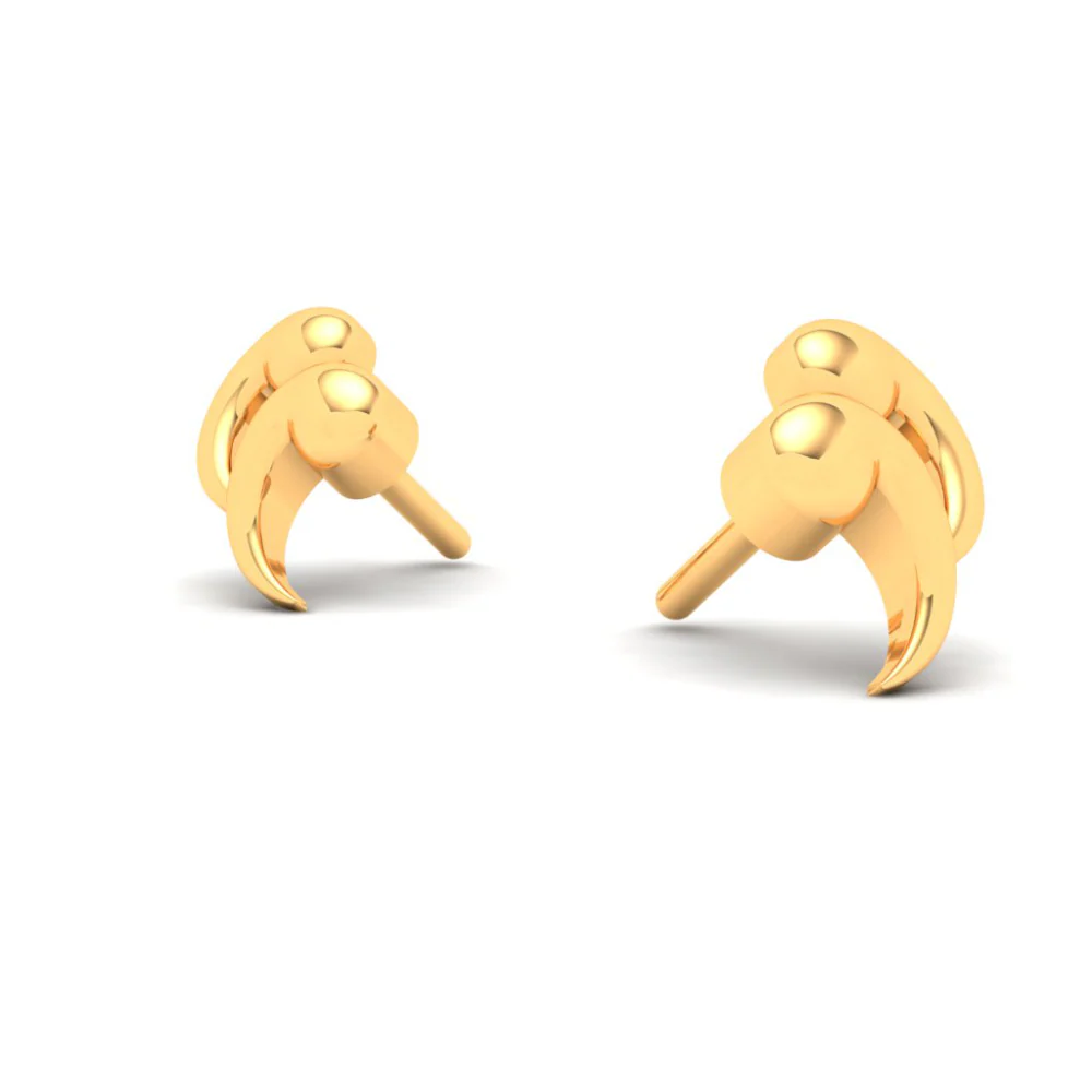 14KT Double Quotation Shaped Gold Stud Earrings From Amazea Collection - Image 5