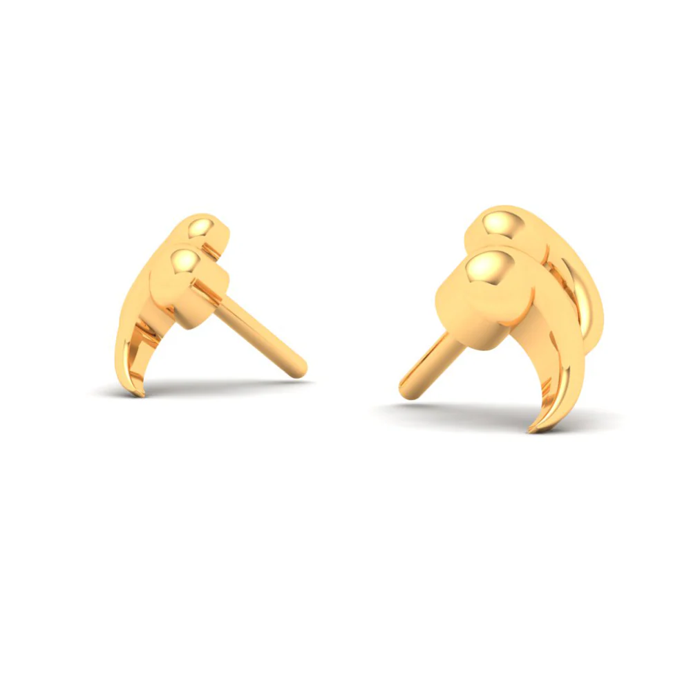 14KT Double Quotation Shaped Gold Stud Earrings From Amazea Collection - Image 6