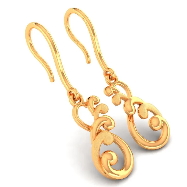 14KT Drop Gold Earrings – Elegant Scroll Filigree Design - Image 5