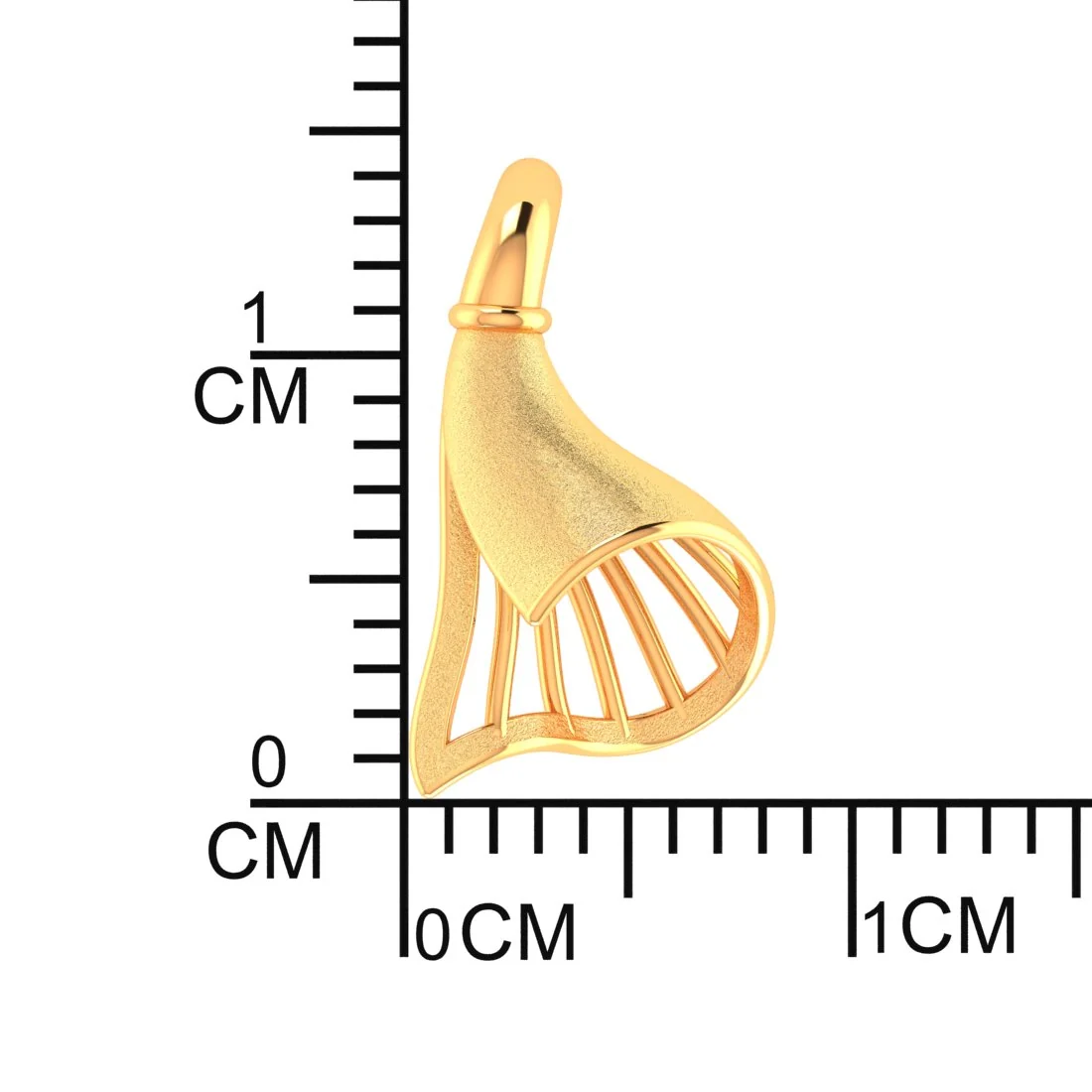 14KT Gold Aero Flow Pendant – Minimal Curve Design with Openwork Detail - Image 4