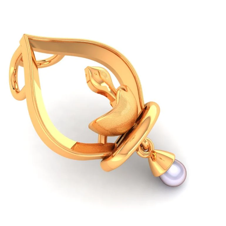 14KT Gold Diya Aura Pearl Pendant - Image 4