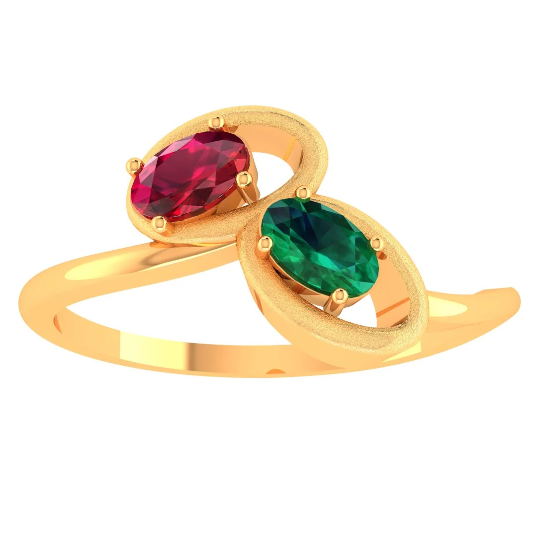 14KT Gold Dual Aura Gem Women’s Ring with Stones - Image 2