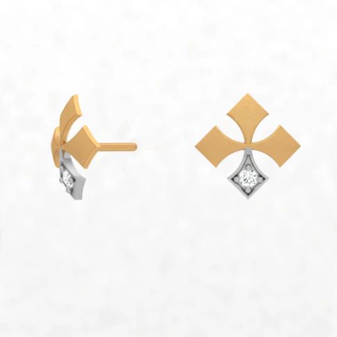 14KT Gold Earrings Online India Studded With Stone - Image 2