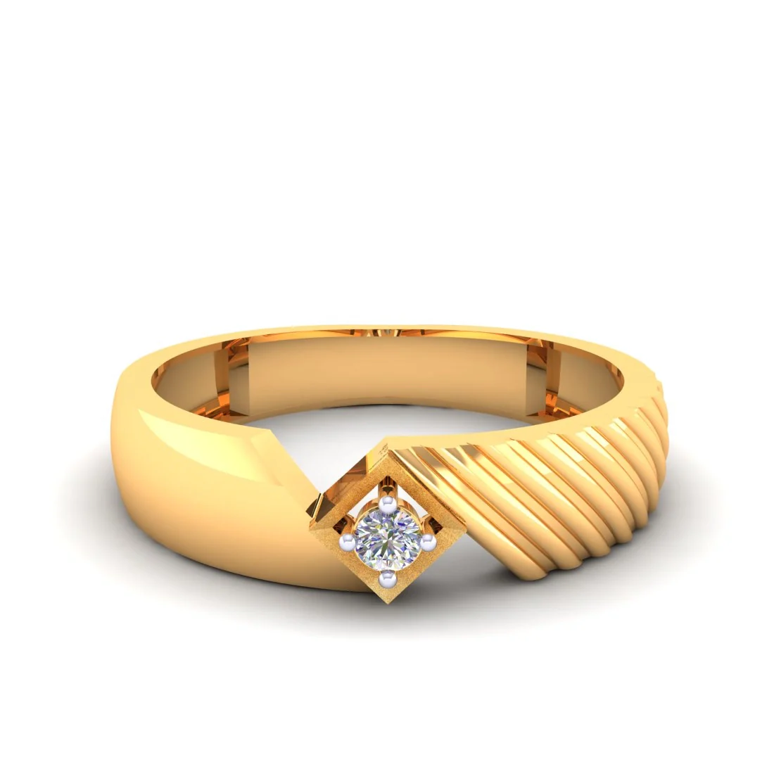 14KT Gold EterKnight Edge Crest Men’s Diamond Ring | Single Diamond Accent | Size 19 - Image 4