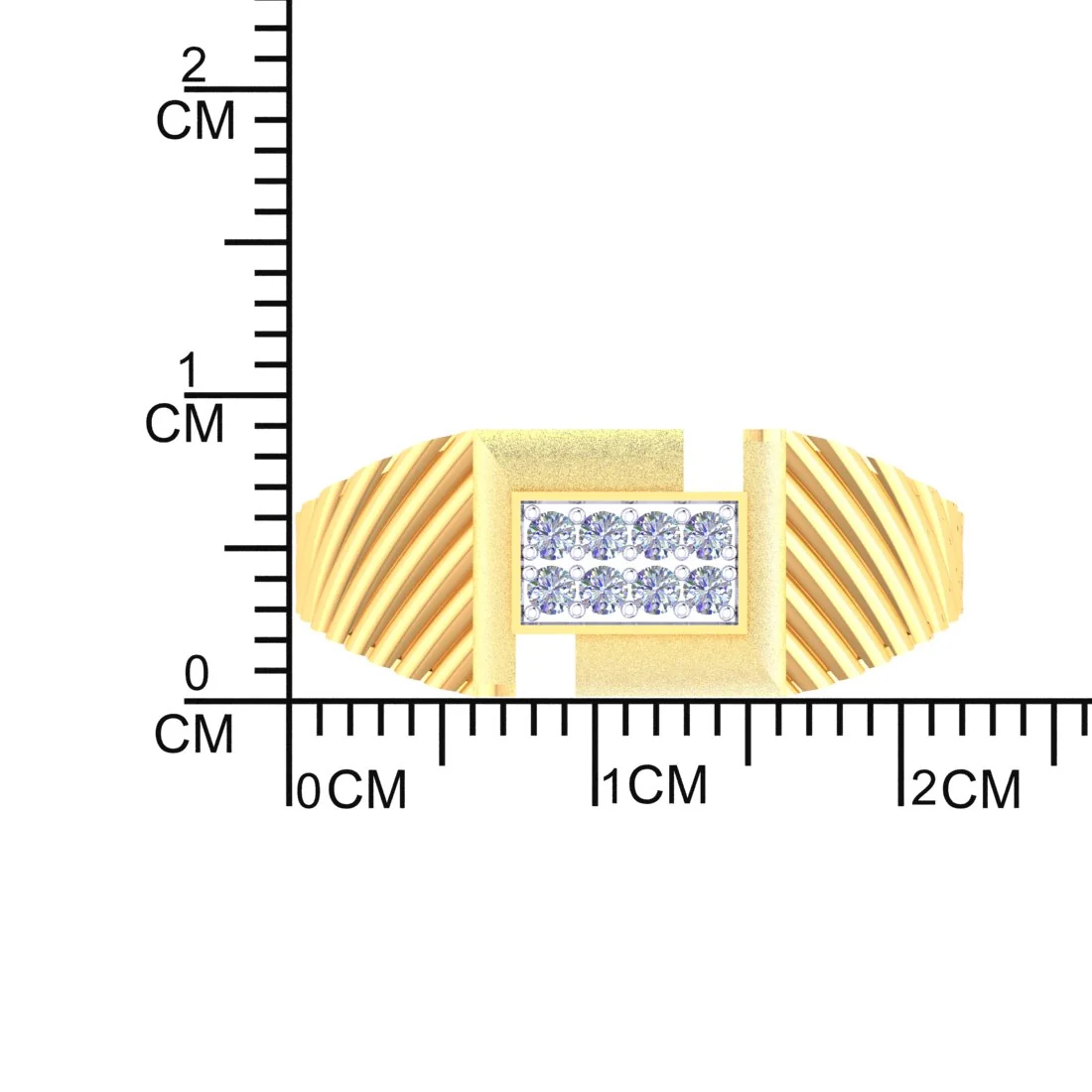 14KT Gold EterKnight Grid Men’s Diamond Ring | 8-Diamond Rectangular Design | Size 19 - Image 4