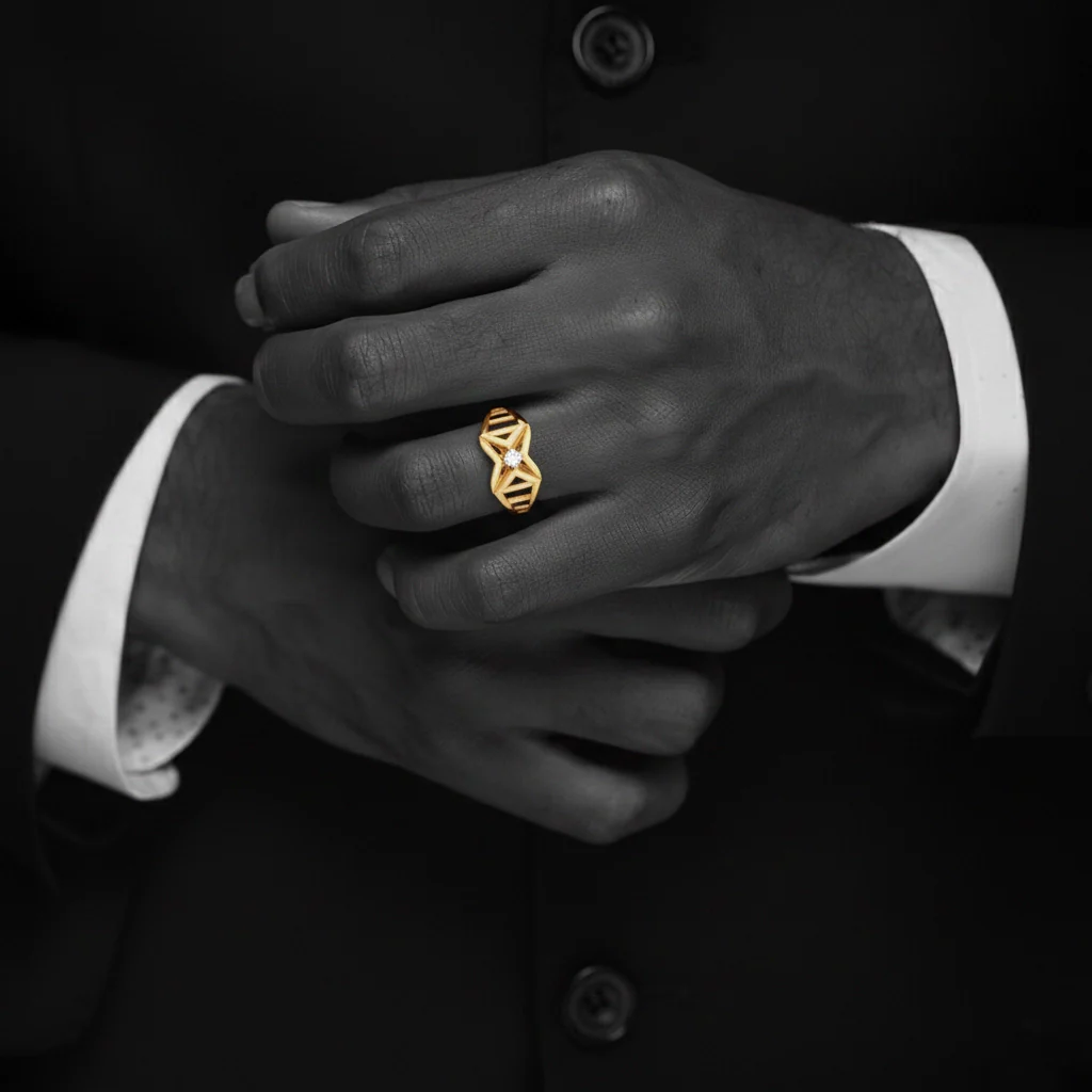 14KT Gold EterKnight Vertex Prime Men’s Diamond Ring - Image 3