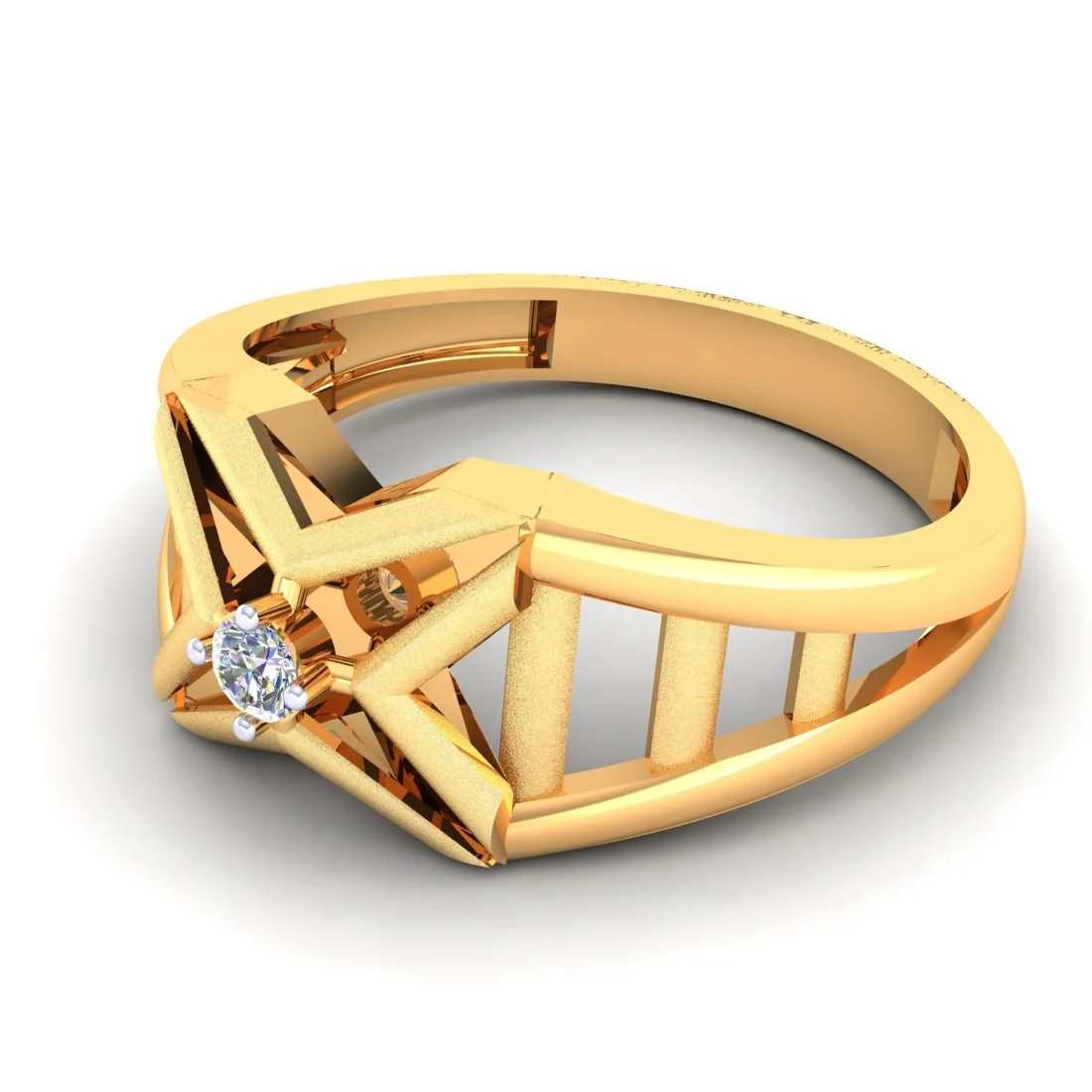 14KT Gold EterKnight Vertex Prime Men’s Diamond Ring - Image 4