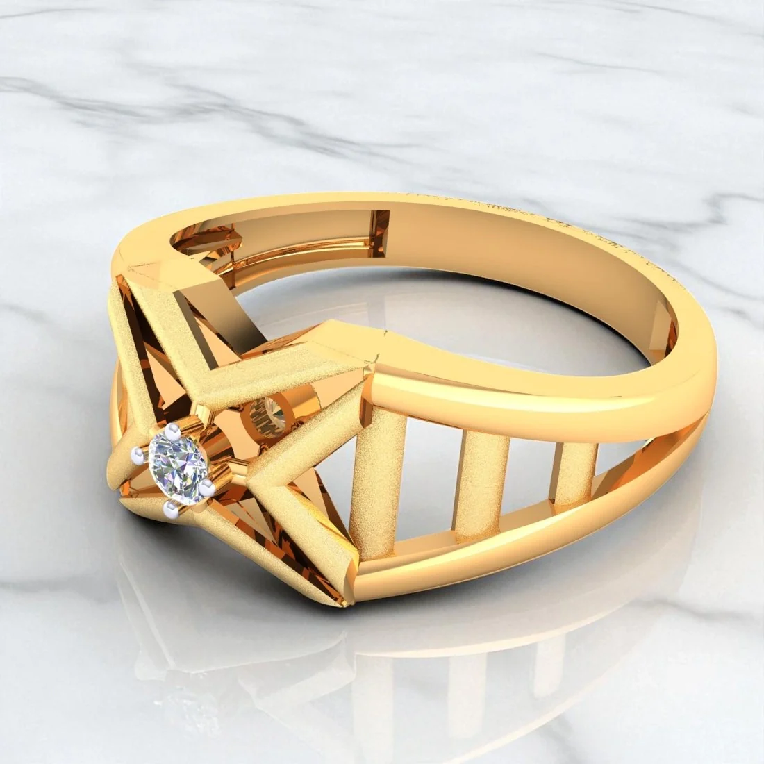 14KT Gold EterKnight Vertex Prime Men’s Diamond Ring - Image 6