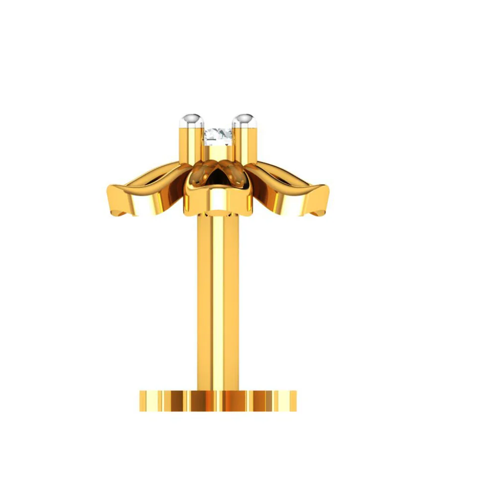 14KT Gold Floral Nose Ring - Image 2