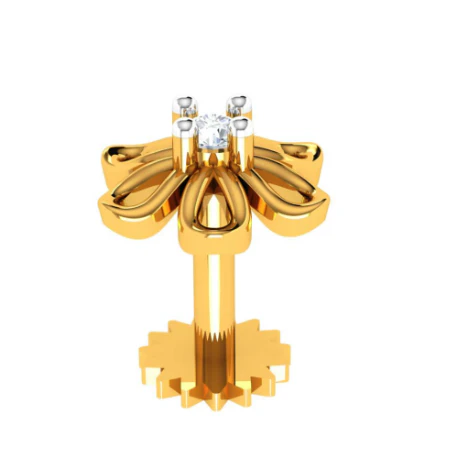 14KT Gold Floral Nose Ring - Image 3