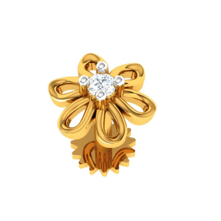 14KT Gold Floral Nose Ring - Image 4