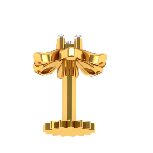 14KT Gold Floral Nose Ring - Image 6