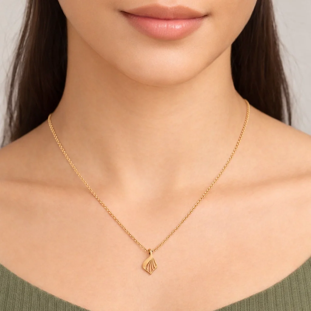 14KT Gold Ginkgo Aura Designer Pendant - Image 4