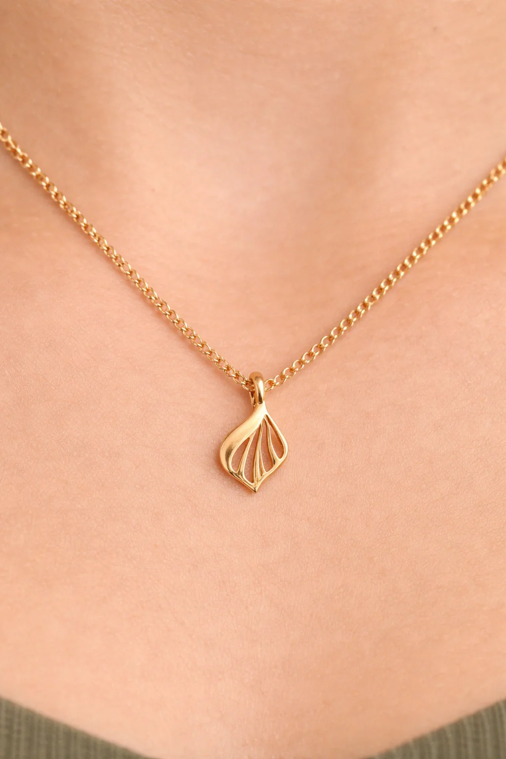 14KT Gold Ginkgo Aura Designer Pendant - Image 6