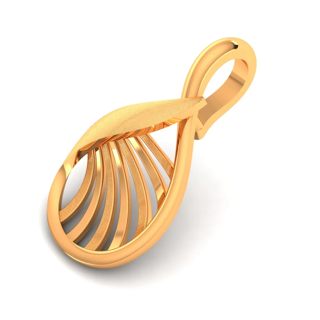 14KT Gold Ginkgo Curve Pendant – Leaf-Inspired Openwork Design - Image 3